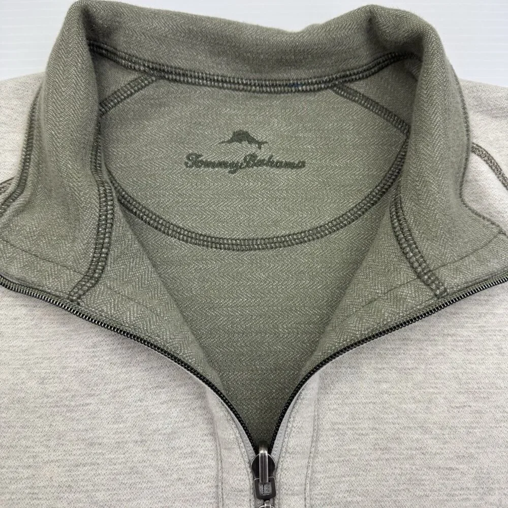 Tommy Bahama Reversible 1/4 Zip Pullover Mens Large Green Golf Sweater